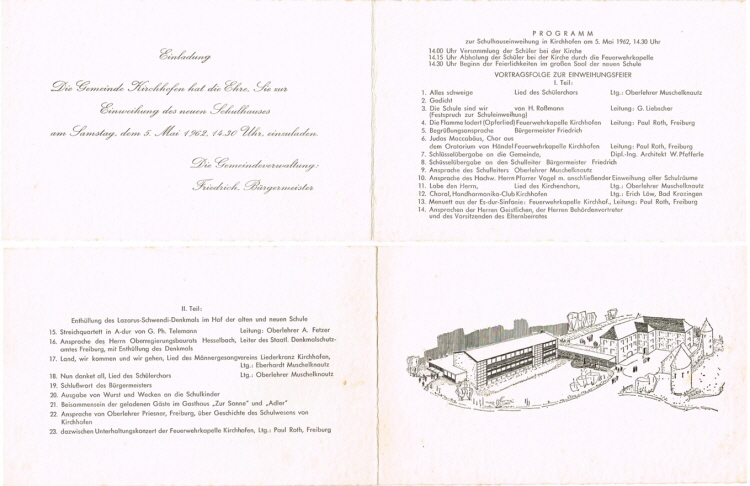 Einladung Einweihung Schuilhaus 1962